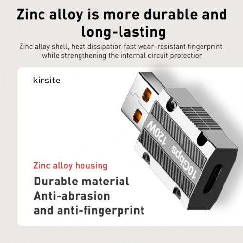 Adaptateur droit en alliage de zinc mâle 120 W Type-C femelle vers USB 3.0 (argent) SH701A8-06